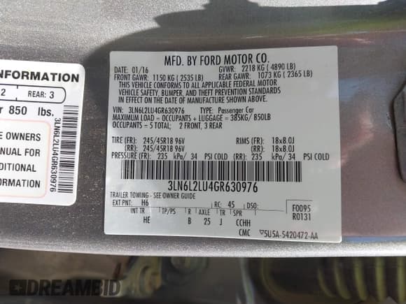 ✅ 2016 Lincoln MKZ Hybrid • VIN: 3LN6L2LU4GR630976 • Lot: 42160730. Wystawiony na IAAI z przebiegiem 244 723 mil. Bezpłatny archiwum sprzedaży aukcyjnych z USA i szczegółowy raport historii pojazdu na DreamBid. Zdjęcie 9.