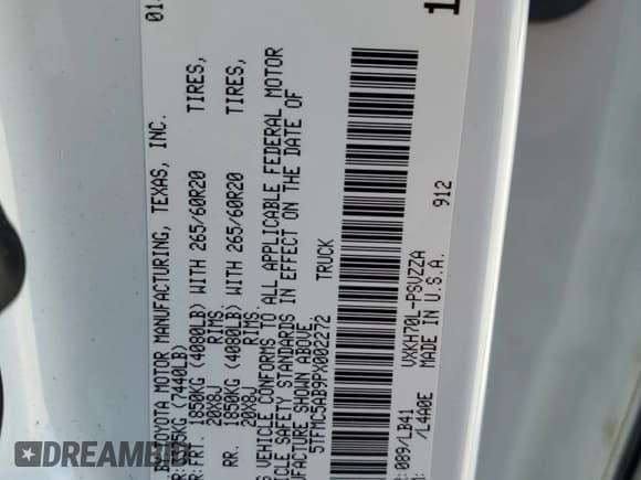 ✅ 2023 Toyota Tundra 1794 Edition Hybrid • VIN: 5TFMC5AB9PX002272 • Лот: 48714585. Опубликован ранее на Copart с пробегом 39 129 миль. Бесплатный доступ к архиву аукционных продаж из США и подробный отчёт об истории автомобиля на DreamBid. Изображение 13.