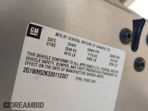 2003 Chevrolet Impala LS z VIN 2G1WH52K339112387, wystawiony jako IAAI lot #43544936 z przebiegiem 151 105 mil mil oraz . Historia ofert i sprzedaży dostępna na DreamBid. Obrazek 9.