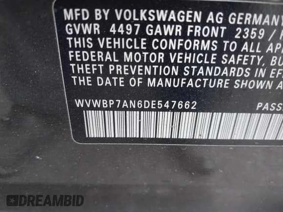 ✅ 2013 Volkswagen CC R-Line • VIN: WVWBP7AN6DE547662 • Lot: 42749969. Wystawiony na IAAI z przebiegiem 124 019 mil. Bezpłatny archiwum sprzedaży aukcyjnych z USA i szczegółowy raport historii pojazdu na DreamBid. Zdjęcie 9.