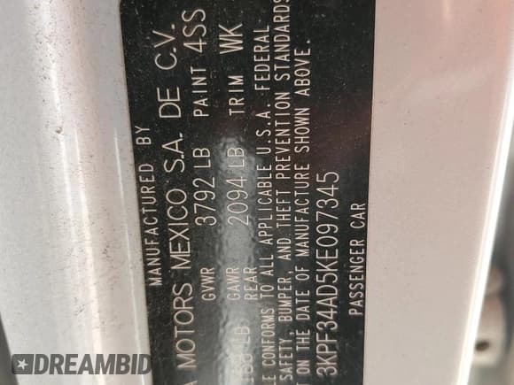 ✅ 2019 Kia Forte S • VIN: 3KPF34AD5KE097345 • Lot: 71599965. Wystawiony na Copart z przebiegiem 93 307 mil. Bezpłatny archiwum sprzedaży aukcyjnych z USA i szczegółowy raport historii pojazdu na DreamBid. Zdjęcie 13.