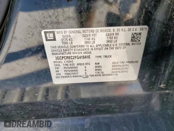 ✅ 2015 Chevrolet Silverado 1500 LT • VIN: 3GCPCREC2FG418416 • Лот: 83849385. Опубликован ранее на Copart с пробегом 196 192 миль. Бесплатный доступ к архиву аукционных продаж из США и подробный отчёт об истории автомобиля на DreamBid. Изображение 12.