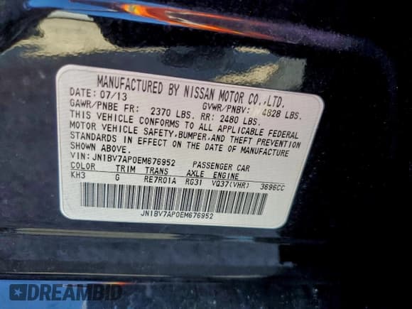 ✅ 2014 Infiniti Q50 Premium • VIN: JN1BV7AP0EM676952 • Lot: 96125985. Listed on Copart with 141,483 mi. Free auction sales archive from the USA and detailed vehicle history report at DreamBid. Image 12.