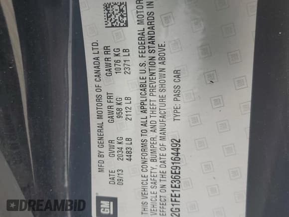 ✅ 2014 Chevrolet Camaro LS • VIN: 2G1FE1E36E9164492 • Lot: 67199235. Listed on Copart with 128,995 mi. Free auction sales archive from the USA and detailed vehicle history report at DreamBid. Image 12.