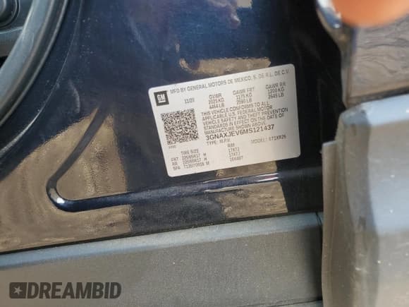 ✅ 2021 Chevrolet Equinox LT • VIN: 3GNAXJEV6MS121437 • Lot: 69550175. Listed on Copart with 116,879 mi. Free auction sales archive from the USA and detailed vehicle history report at DreamBid. Image 13.