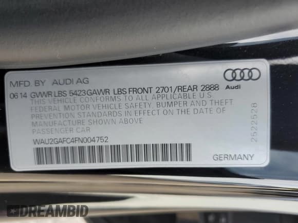 ✅ 2015 Audi A7 Prestige • VIN: WAU2GAFC4FN004752 • Lot: 59926045. Wystawiony na Copart z przebiegiem 125 855 mil. Bezpłatny archiwum sprzedaży aukcyjnych z USA i szczegółowy raport historii pojazdu na DreamBid. Zdjęcie 12.