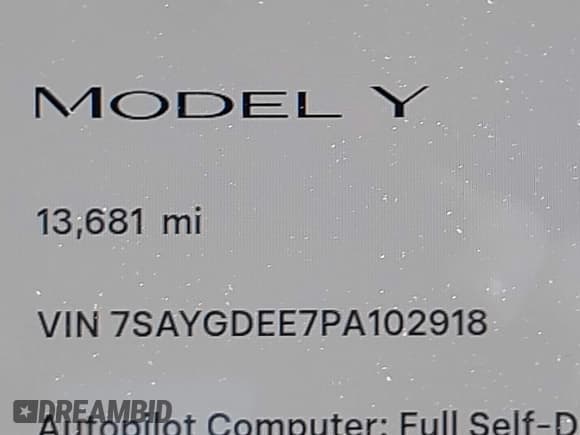 ✅ 2023 Tesla Model Y Long Range • VIN: 7SAYGDEE7PA102918 • Lot: 43596038. Listed on IAAI with 13,681 mi. Free auction sales archive from the USA and detailed vehicle history report at DreamBid. Image 14.