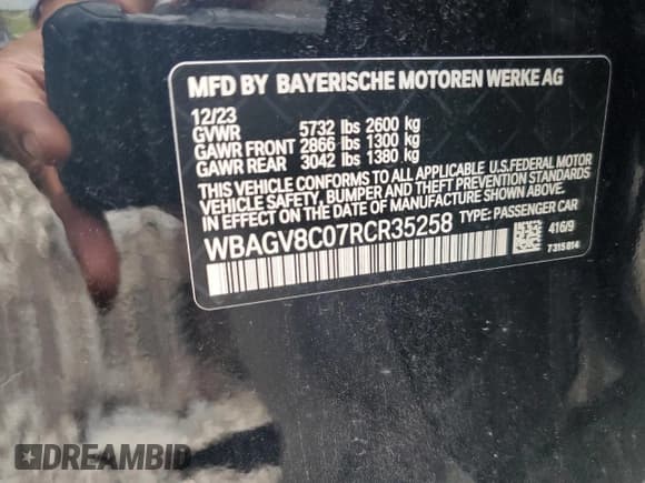 ✅ 2024 BMW 8 Series M850i • VIN: WBAGV8C07RCR35258 • Lot: 69292644. Listed on Copart with Not provided. Free auction sales archive from the USA and detailed vehicle history report at DreamBid. Image 13.