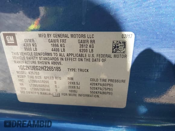 ✅ 2017 Chevrolet Silverado 2500HD Work Truck • VIN: 1GC2KUEG2HZ265185 • Lot: 40536435. Wystawiony na IAAI z przebiegiem 189 379 mil. Bezpłatny archiwum sprzedaży aukcyjnych z USA i szczegółowy raport historii pojazdu na DreamBid. Zdjęcie 9.