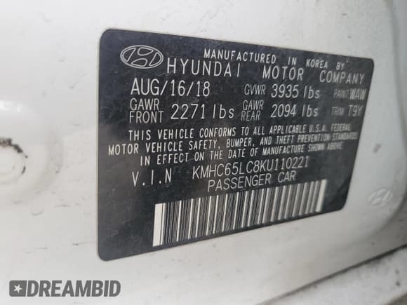✅ 2019 Hyundai Ioniq Blue • VIN: KMHC65LC8KU110221 • Lot: 53051765. Wystawiony na Copart z przebiegiem 62 030 mil. Bezpłatny archiwum sprzedaży aukcyjnych z USA i szczegółowy raport historii pojazdu na DreamBid. Zdjęcie 12.