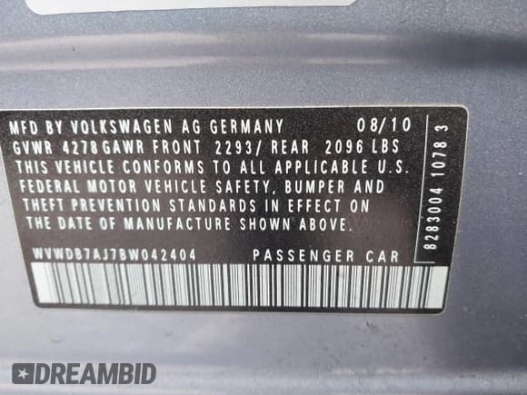 ✅ 2011 Volkswagen Golf • VIN: WVWDB7AJ7BW042404 • Lot: 43582475. Wystawiony na IAAI z przebiegiem 162 488 mil. Bezpłatny archiwum sprzedaży aukcyjnych z USA i szczegółowy raport historii pojazdu na DreamBid. Zdjęcie 9.