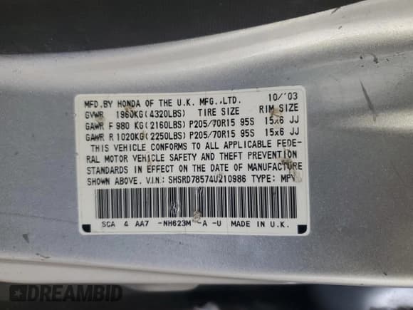 ✅ 2004 Honda CR-V LX • VIN: SHSRD78574U210986 • Lot: 62650095. Wystawiony na Copart z przebiegiem 188 722 mil. Bezpłatny archiwum sprzedaży aukcyjnych z USA i szczegółowy raport historii pojazdu na DreamBid. Zdjęcie 13.