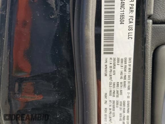 ✅ 2022 Jeep Grand Cherokee Limited • VIN: 1C4RJFBG4NC116504 • Лот: 90670905. Опубликован ранее на Copart с пробегом 59 201 миль. Бесплатный доступ к архиву аукционных продаж из США и подробный отчёт об истории автомобиля на DreamBid. Изображение 13.