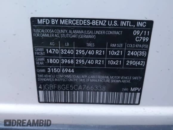 ✅ 2012 Mercedes-Benz GL 550 • VIN: 4JGBF8GE5CA766338 • Lot: 41158629. Listed on IAAI with 162,475 mi. Free auction sales archive from the USA and detailed vehicle history report at DreamBid. Image 9.