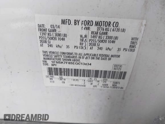 ✅ 2014 Ford Explorer Limited • VIN: 1FM5K7F85EGC13834 • Lot: 43783401. Wystawiony na IAAI z przebiegiem 153 888 mil. Bezpłatny archiwum sprzedaży aukcyjnych z USA i szczegółowy raport historii pojazdu na DreamBid. Zdjęcie 9.