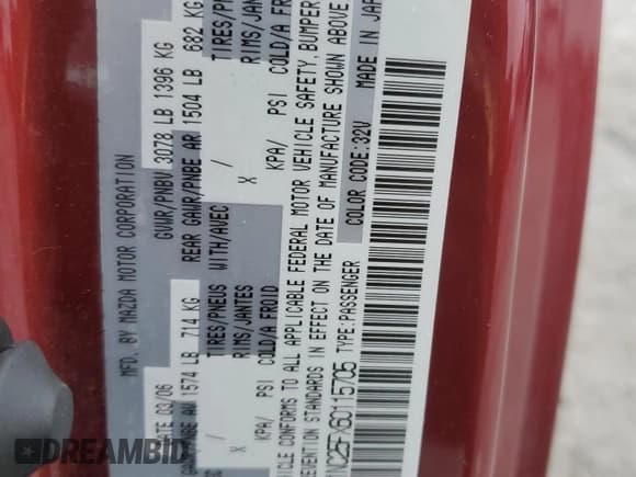 ✅ 2006 Mazda MX-5 Miata Sport • VIN: JM1NC25FX60115705 • Lot: 90540835. Listed on Copart with 62,414 mi. Free auction sales archive from the USA and detailed vehicle history report at DreamBid. Image 12.