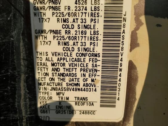 ✅ 2009 Nissan Rogue S • VIN: JN8AS58V49W440314 • Lot: 90304855. Listed on Copart with 144,931 mi. Free auction sales archive from the USA and detailed vehicle history report at DreamBid. Image 13.