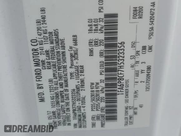 ✅ 2017 Ford Mustang GT • VIN: 1FA6P8CF7H5323356 • Lot: 85563675. Wystawiony na Copart z przebiegiem 89 644 mil. Bezpłatny archiwum sprzedaży aukcyjnych z USA i szczegółowy raport historii pojazdu na DreamBid. Zdjęcie 13.