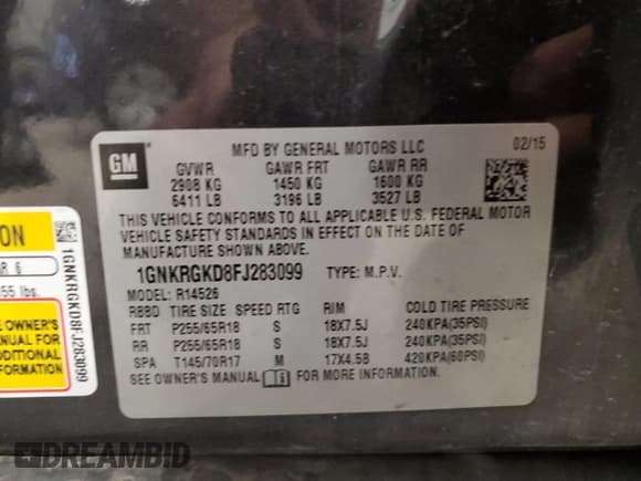 ✅ 2015 Chevrolet Traverse LT • VIN: 1GNKRGKD8FJ283099 • Lot: 91329325. Wystawiony na Copart z przebiegiem 195 181 mil. Bezpłatny archiwum sprzedaży aukcyjnych z USA i szczegółowy raport historii pojazdu na DreamBid. Zdjęcie 13.