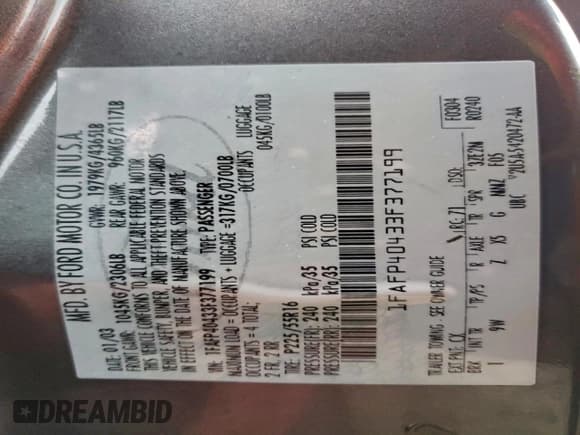 ✅ 2003 Ford Mustang Standard • VIN: 1FAFP40433F377199 • Lot: 96229455. Wystawiony na Copart z przebiegiem 213 208 mil. Bezpłatny archiwum sprzedaży aukcyjnych z USA i szczegółowy raport historii pojazdu na DreamBid. Zdjęcie 12.