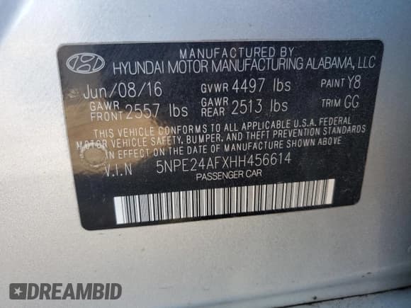 ✅ 2017 Hyundai Sonata 2.4L • VIN: 5NPE24AFXHH456614 • Lot: 91838695. Listed on Copart with 135,940 mi. Free auction sales archive from the USA and detailed vehicle history report at DreamBid. Image 12.