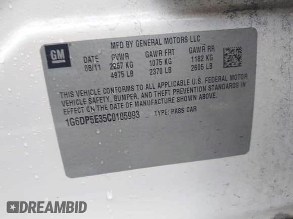 ✅ 2012 Cadillac CTS Premium • VIN: 1G6DP5E35C0105993 • Лот: 43194456. Опубликован ранее на IAAI с пробегом 95 833 миль. Бесплатный доступ к архиву аукционных продаж из США и подробный отчёт об истории автомобиля на DreamBid. Изображение 9.