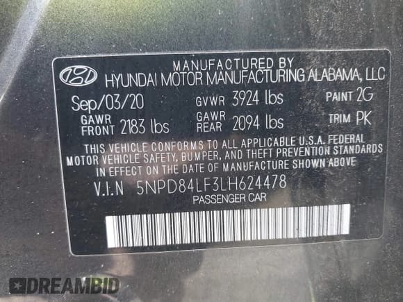 ✅ 2020 Hyundai Elantra Value Edition • VIN: 5NPD84LF3LH624478 • Lot: 43522044. Listed on IAAI with 73,193 mi. Free auction sales archive from the USA and detailed vehicle history report at DreamBid. Image 9.