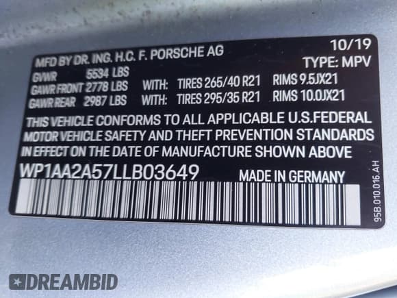 ✅ 2020 Porsche Macan • VIN: WP1AA2A57LLB03649 • Lot: 43001953. Wystawiony na IAAI z przebiegiem 74 528 mil. Bezpłatny archiwum sprzedaży aukcyjnych z USA i szczegółowy raport historii pojazdu na DreamBid. Zdjęcie 9.