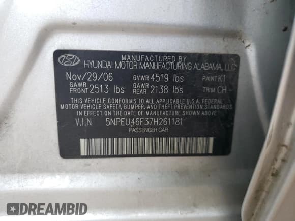 ✅ 2007 Hyundai Sonata SE • VIN: 5NPEU46F37H261181 • Лот: 89144245. Опубликован ранее на Copart с пробегом 195 092 миль. Бесплатный доступ к архиву аукционных продаж из США и подробный отчёт об истории автомобиля на DreamBid. Изображение 12.