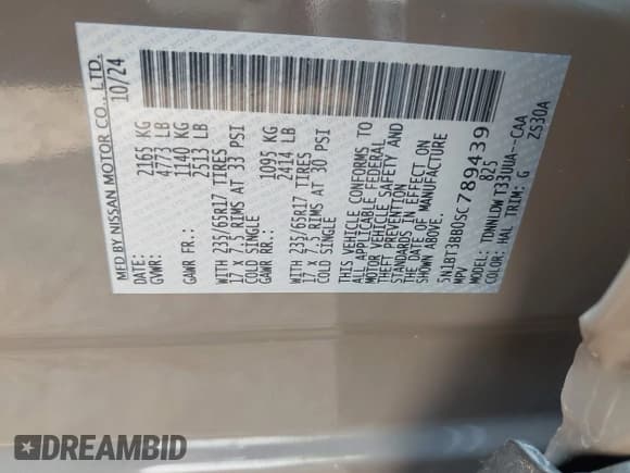 ✅ 2025 Nissan Rogue SV • VIN: 5N1BT3BB0SC789439 • Lot: 42123377. Listed on IAAI with 5,833 mi. Free auction sales archive from the USA and detailed vehicle history report at DreamBid. Image 9.