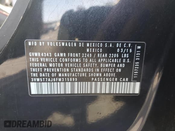 ✅ 2015 Volkswagen Jetta GLI SEL • VIN: 3VW5T7AJ6FM315899 • Lot: 56075465. Wystawiony na Copart z przebiegiem 88 231 mil. Bezpłatny archiwum sprzedaży aukcyjnych z USA i szczegółowy raport historii pojazdu na DreamBid. Zdjęcie 12.