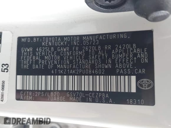 ✅ 2023 Toyota Camry TRD • VIN: 4T1KZ1AK2PU084602 • Lot: 42034433. Wystawiony na IAAI z przebiegiem 22 062 mil. Bezpłatny archiwum sprzedaży aukcyjnych z USA i szczegółowy raport historii pojazdu na DreamBid. Zdjęcie 9.