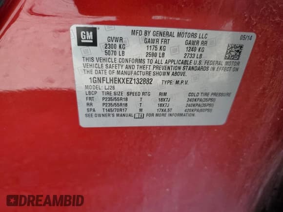 ✅ 2014 Chevrolet Equinox LTZ • VIN: 1GNFLHEKXEZ132882 • Лот: 66893385. Опубликован ранее на Copart с пробегом 132 115 миль. Бесплатный доступ к архиву аукционных продаж из США и подробный отчёт об истории автомобиля на DreamBid. Изображение 13.