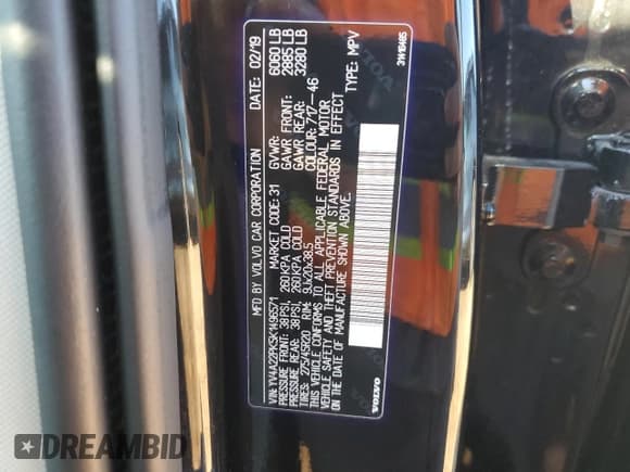 ✅ 2019 Volvo XC90 Momentum • VIN: YV4A22PK5K1496571 • Lot: 90825855. Listed on Copart with 52,583 mi. Free auction sales archive from the USA and detailed vehicle history report at DreamBid. Image 13.