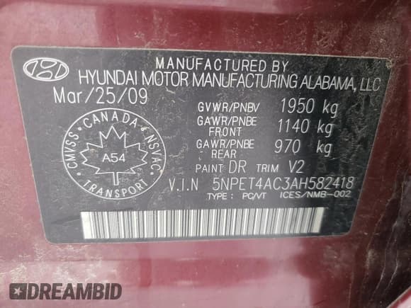 ✅ 2010 Hyundai Sonata GLS • VIN: 5NPET4AC3AH582418 • Лот: 42790405. Опубликован ранее на Copart с пробегом 199 569 миль. Бесплатный доступ к архиву аукционных продаж из США и подробный отчёт об истории автомобиля на DreamBid. Изображение 12.