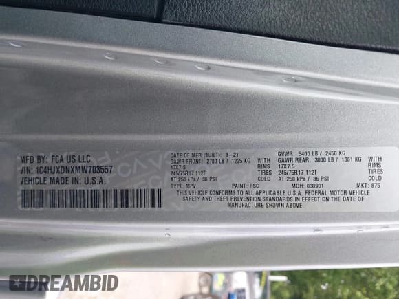 ✅ 2021 Jeep Wrangler Unlimited Sport S • VIN: 1C4HJXDNXMW703557 • Lot: 42780375. Listed on IAAI with 55,222 mi. Free auction sales archive from the USA and detailed vehicle history report at DreamBid. Image 9.