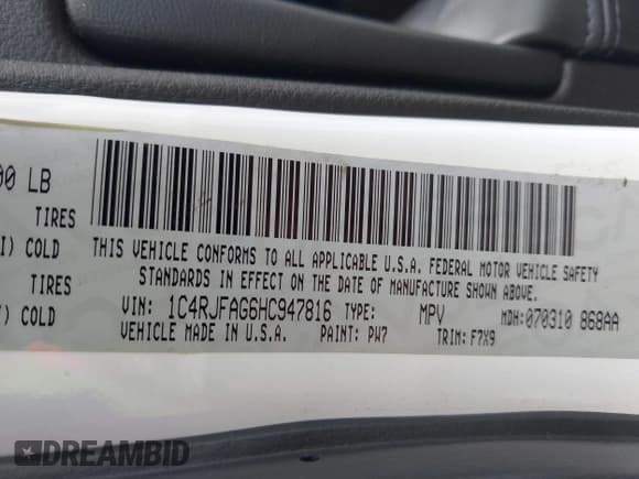 ✅ 2017 Jeep Grand Cherokee Altitude • VIN: 1C4RJFAG6HC947816 • Lot: 42725140. Listed on IAAI with 129,014 mi. Free auction sales archive from the USA and detailed vehicle history report at DreamBid. Image 9.