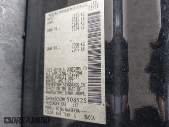 ✅ 2021 Nissan Maxima SV • VIN: 1N4AA6CV2MC508525 • Lot: 41892374. Listed on IAAI with 95,532 mi. Free auction sales archive from the USA and detailed vehicle history report at DreamBid. Image 9.