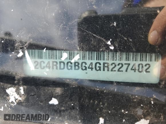 ✅ 2016 Dodge Grand Caravan SE • VIN: 2C4RDGBG4GR227402 • Lot: 82713295. Listed on Copart with 170,089 mi. Free auction sales archive from the USA and detailed vehicle history report at DreamBid. Image 13.