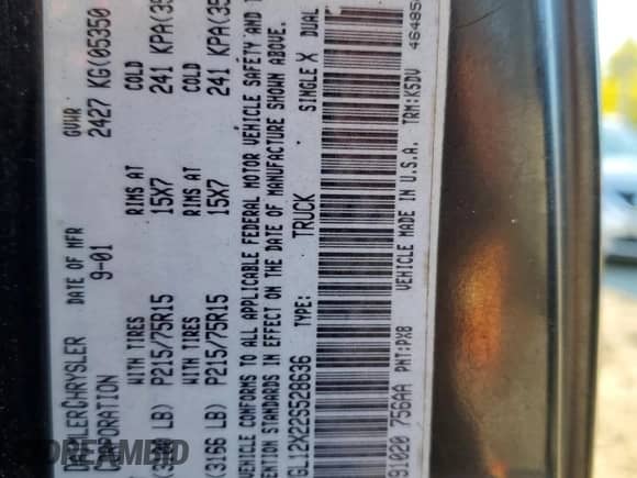 2002 Dodge Dakota с VIN 1B7GL12X22S528636, выставлен на аукционе Copart как лот 85499345 с пробегом 179 690 миль миль и Списание • Salvage title. История ставок и продаж доступна на DreamBid. Изображение 12.