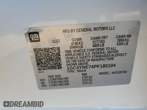 ✅ 2023 Chevrolet Silverado 2500HD Work Truck • VIN: 2GC4YLE7XP1705646 • Лот: 81867955. Опубликован ранее на Copart с пробегом 27 185 миль. Бесплатный доступ к архиву аукционных продаж из США и подробный отчёт об истории автомобиля на DreamBid. Изображение 12.