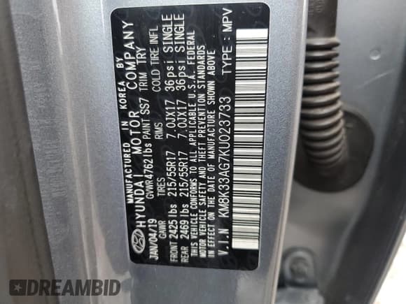 ✅ 2019 Hyundai Kona Limited • VIN: KM8K33AG7KU023733 • Лот: 74735563. Опубликован ранее на Copart с пробегом 52 023 миль. Бесплатный доступ к архиву аукционных продаж из США и подробный отчёт об истории автомобиля на DreamBid. Изображение 14.