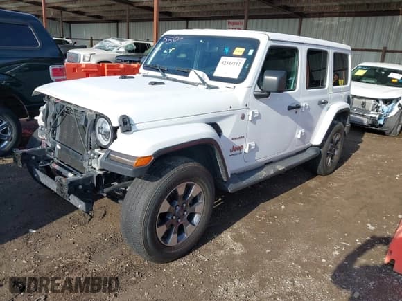 ✅ 2018 Jeep Wrangler Unlimited Sahara • VIN: 1C4HJXEG0JW321355 • Lot: 42343112. Listed on IAAI with 102,457 mi. Free auction sales archive from the USA and detailed vehicle history report at DreamBid. Image 2.