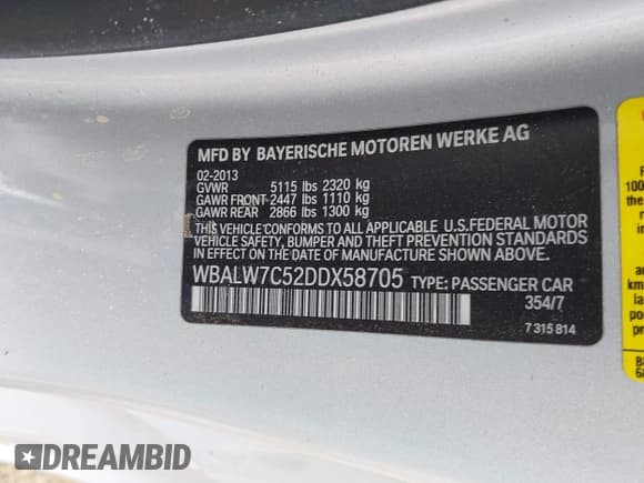 ✅ 2013 BMW 6 Series 640i • VIN: WBALW7C52DDX58705 • Лот: 41848280. Опубликован ранее на IAAI с пробегом 91 243 миль. Бесплатный доступ к архиву аукционных продаж из США и подробный отчёт об истории автомобиля на DreamBid. Изображение 9.