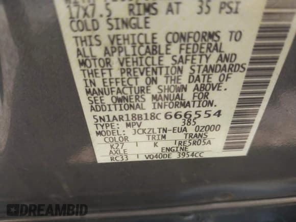 ✅ 2008 Nissan Pathfinder S • VIN: 5N1AR18B18C666554 • Лот: 42998771. Опубликован ранее на IAAI с пробегом 132 893 миль. Бесплатный доступ к архиву аукционных продаж из США и подробный отчёт об истории автомобиля на DreamBid. Изображение 9.