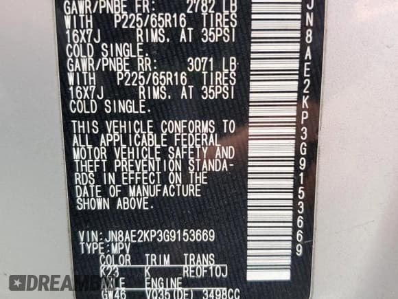 ✅ 2016 Nissan Quest SV • VIN: JN8AE2KP3G9153669 • Lot: 61283475. Wystawiony na Copart z przebiegiem 149 111 mil. Bezpłatny archiwum sprzedaży aukcyjnych z USA i szczegółowy raport historii pojazdu na DreamBid. Zdjęcie 14.