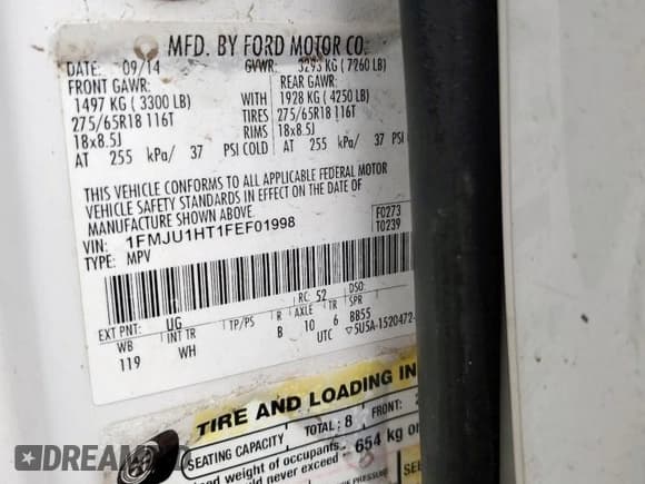 ✅ 2015 Ford Expedition XLT • VIN: 1FMJU1HT1FEF01998 • Лот: 84800515. Опубликован ранее на Copart с пробегом 147 781 миль. Бесплатный доступ к архиву аукционных продаж из США и подробный отчёт об истории автомобиля на DreamBid. Изображение 13.