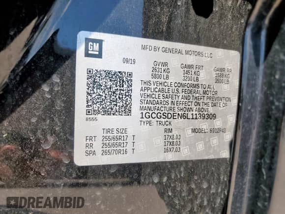 2020 Chevrolet Colorado 2WD Z71 z VIN 1GCGSDEN6L1139309, wystawiony jako Copart lot #67850265 z przebiegiem Nie podano mil oraz Czysty tytuł • Clean title. Historia ofert i sprzedaży dostępna na DreamBid. Obrazek 12.