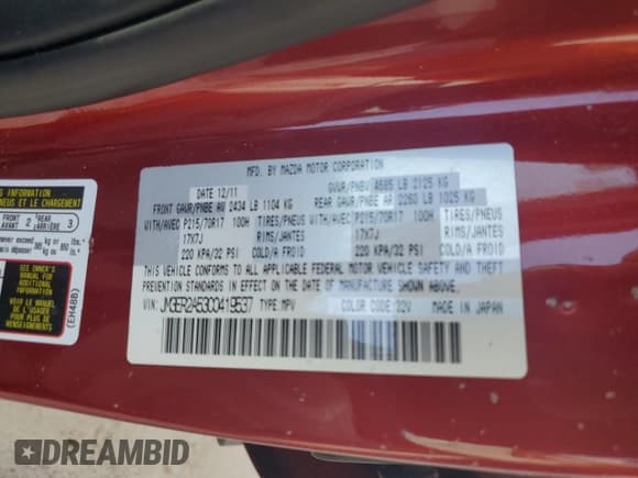 ✅ 2012 Mazda CX-7 i SV • VIN: JM3ER2A53C0419537 • Lot: 61285765. Wystawiony na Copart z przebiegiem 95 442 mil. Bezpłatny archiwum sprzedaży aukcyjnych z USA i szczegółowy raport historii pojazdu na DreamBid. Zdjęcie 13.