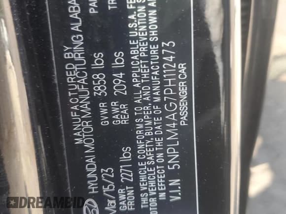 ✅ 2023 Hyundai Elantra SEL • VIN: 5NPLM4AG7PH112473 • Lot: 81221095. Listed on Copart with 44,687 mi. Free auction sales archive from the USA and detailed vehicle history report at DreamBid. Image 13.